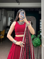 Elegant Rayon Lehenga Choli Set with Mirror Lace Work