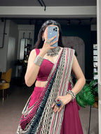 Elegant Rayon Lehenga Choli Set with Mirror Lace Work