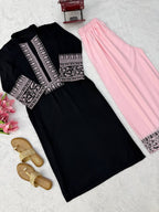 Beautiful Rayon Cotton Kurta Palazzo Set with Thread Work