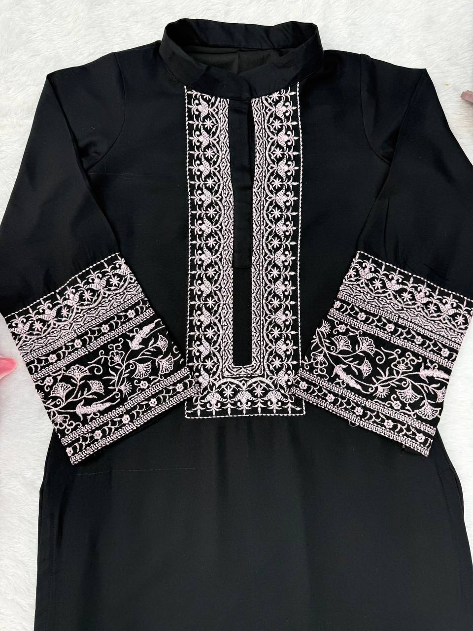 Beautiful Rayon Cotton Kurta Palazzo Set with Thread Work