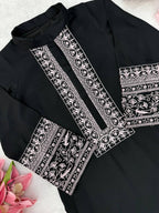 Beautiful Rayon Cotton Kurta Palazzo Set with Thread Work