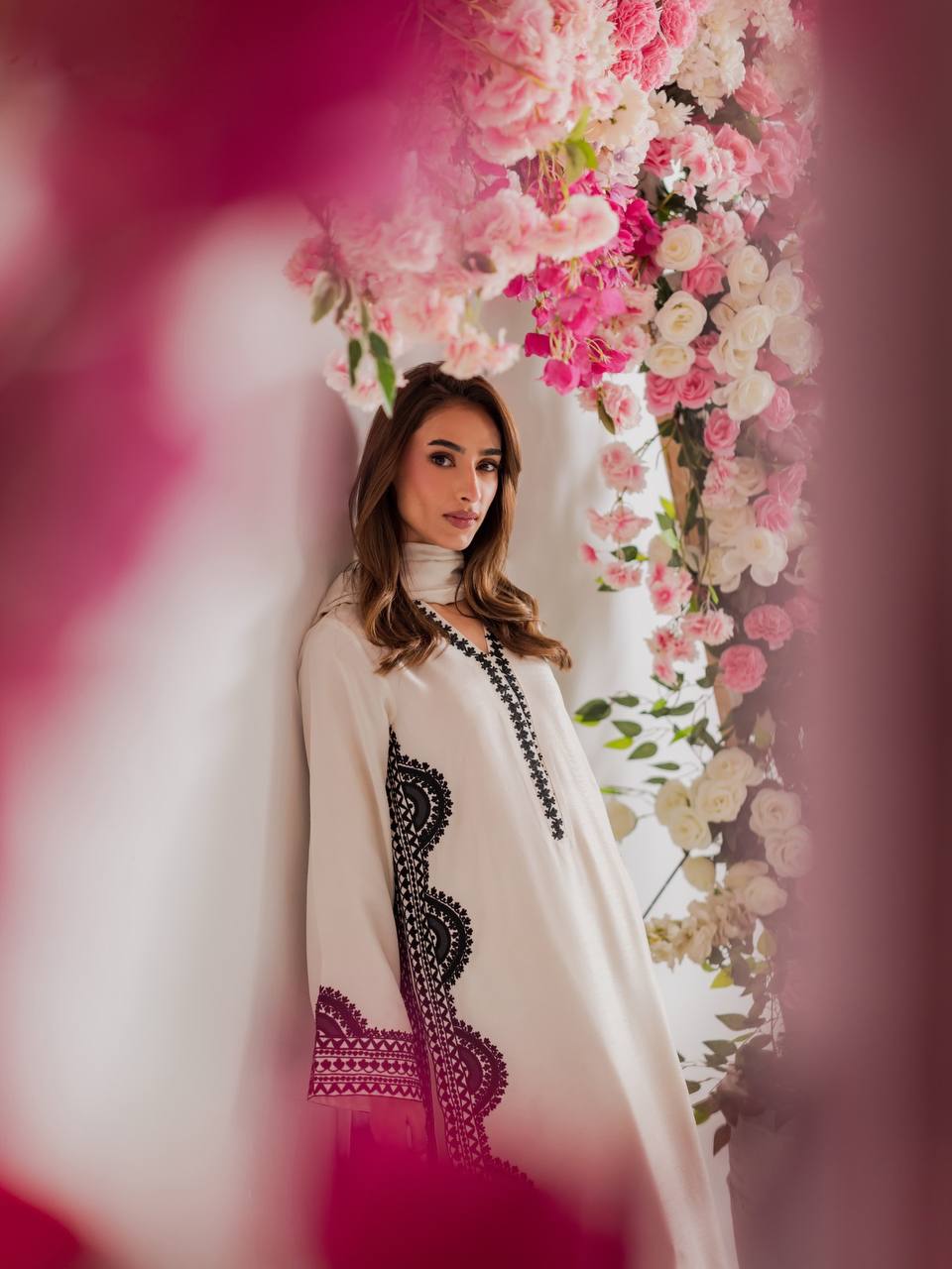 Designer Biscuit Slub Straight Fit Kurta Set with Thread Embroidery