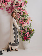 Designer Biscuit Slub Straight Fit Kurta Set with Thread Embroidery