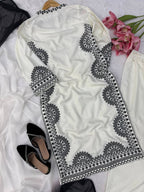 Designer Biscuit Slub Straight Fit Kurta Set with Thread Embroidery