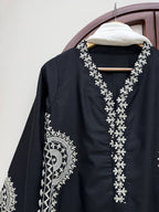 Designer Biscuit Slub Straight Fit Kurta Set with Thread Embroidery