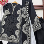 Designer Biscuit Slub Straight Fit Kurta Set with Thread Embroidery