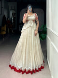 Anvitha Chocolate Silk Sequins Embroidered Lehenga with Blouse & Koti Set