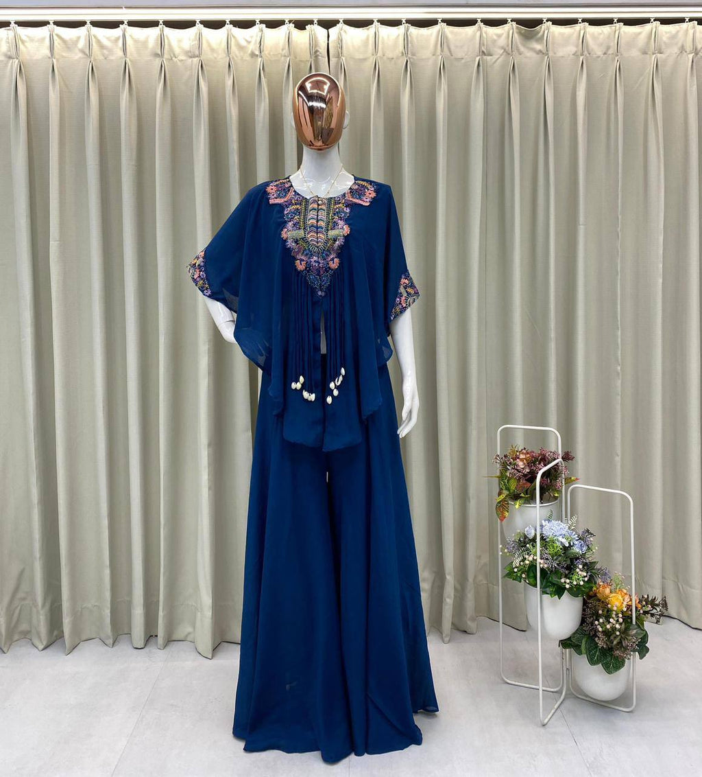 Designer Red Chinon Set with Sequins Embroidery Work & Kodi Latkan for Parties