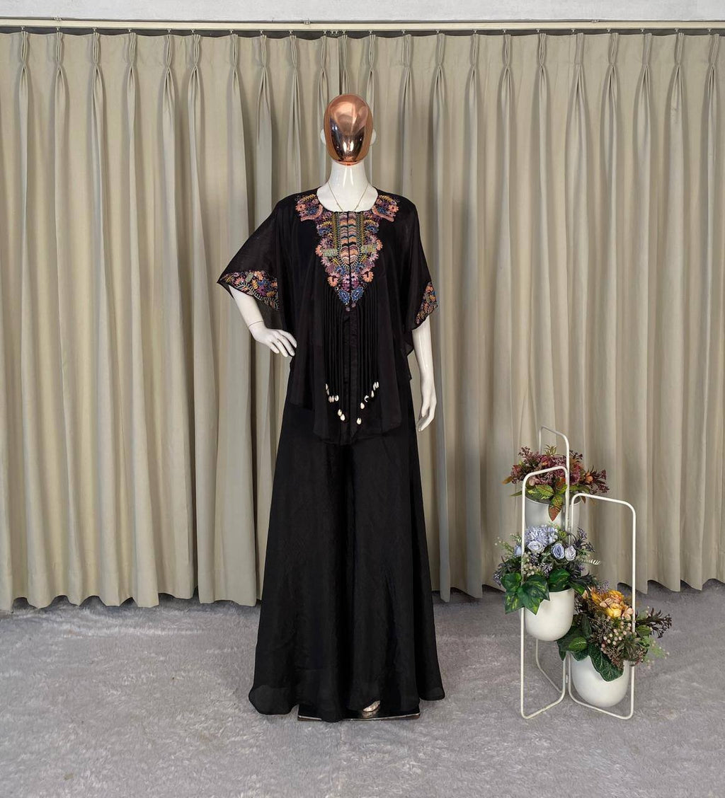 Designer Red Chinon Set with Sequins Embroidery Work & Kodi Latkan for Parties