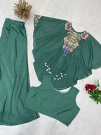 Designer Red Chinon Set with Sequins Embroidery Work & Kodi Latkan for Parties