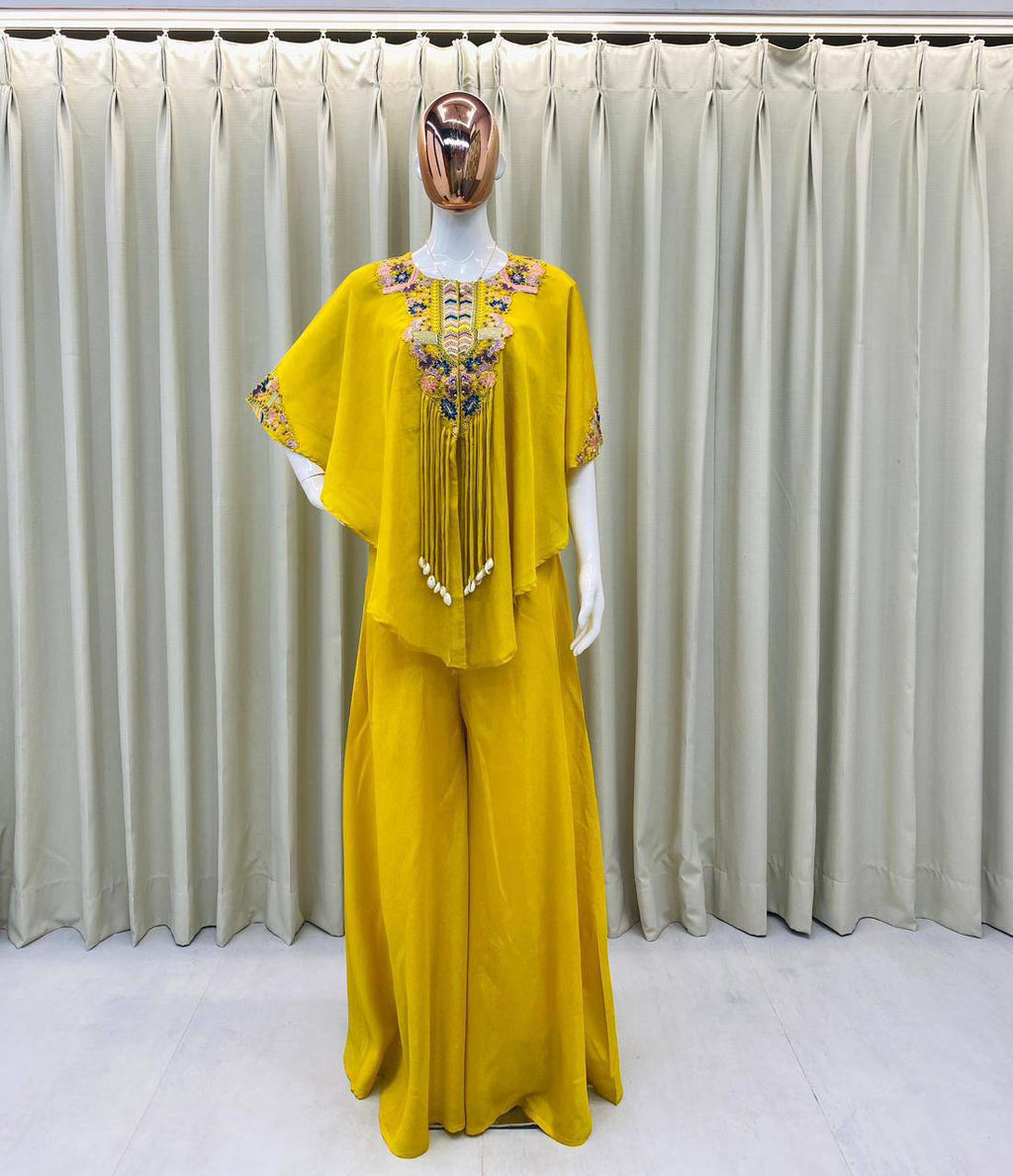 Designer Red Chinon Set with Sequins Embroidery Work & Kodi Latkan for Parties