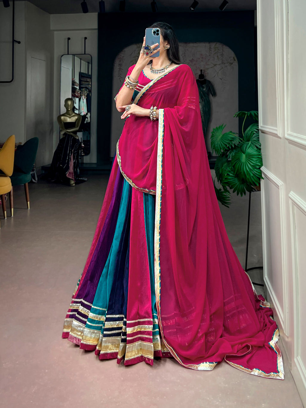 Rangrez Colorful Lehenga Choli Set with Gotta Patti Lace Work
