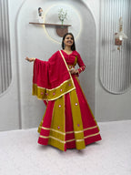 Jhilmil Roman Silk Lehenga Choli Set with Mirror Work for Women