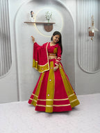 Jhilmil Roman Silk Lehenga Choli Set with Mirror Work for Women
