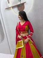 Jhilmil Roman Silk Lehenga Choli Set with Mirror Work for Women