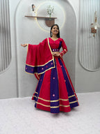 Jhilmil Roman Silk Lehenga Choli Set with Mirror Work for Women
