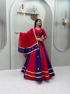 Jhilmil Roman Silk Lehenga Choli Set with Mirror Work for Women