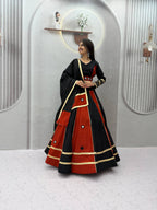Jhilmil Roman Silk Lehenga Choli Set with Mirror Work for Women