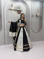 Jhilmil Roman Silk Lehenga Choli Set with Mirror Work for Women