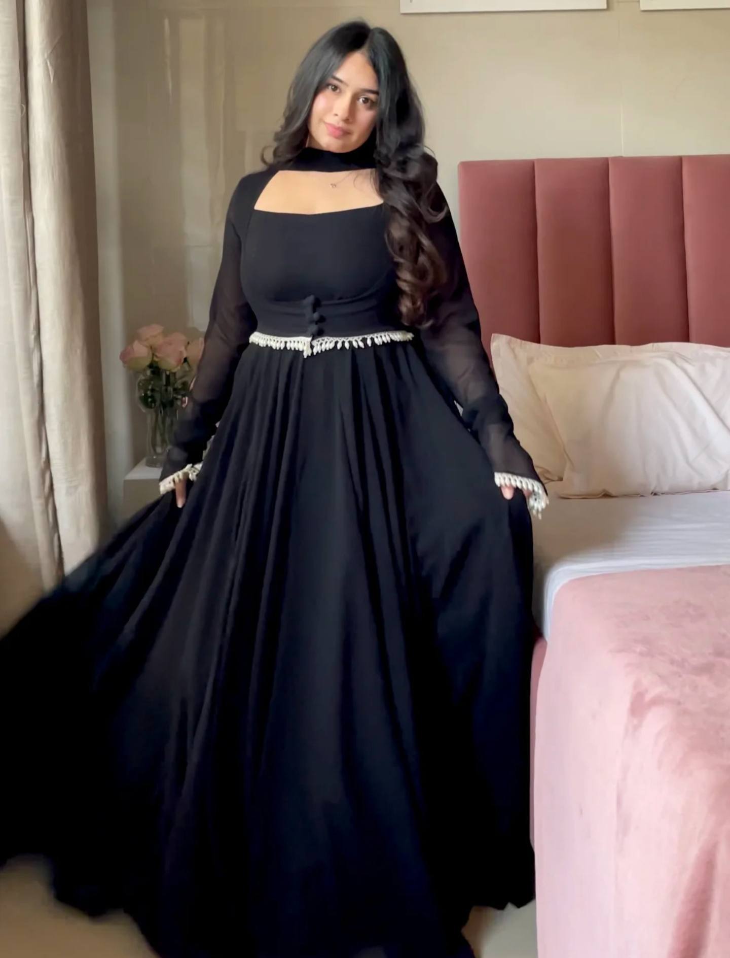 Wedding Ready Faux Georgette Gown Set with Pant & Dupatta
