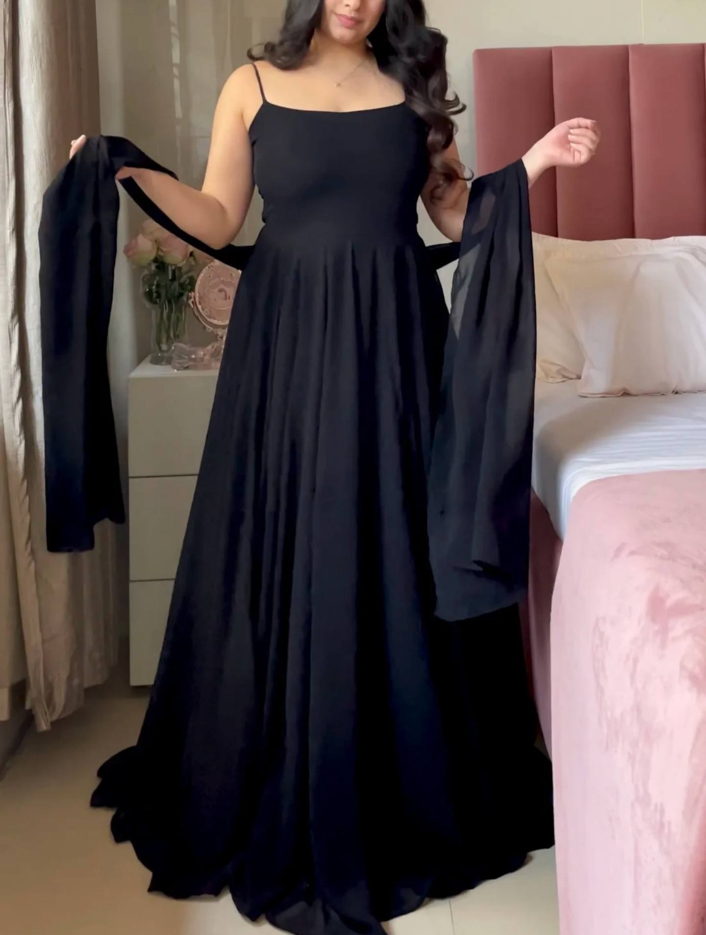 Wedding Ready Faux Georgette Gown Set with Pant & Dupatta