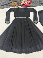 Wedding Ready Faux Georgette Gown Set with Pant & Dupatta