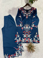 French Crepe Embroidered Palazzo Suit with Designer Cut Work