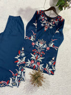 French Crepe Embroidered Palazzo Suit with Designer Cut Work