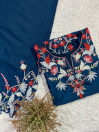 French Crepe Embroidered Palazzo Suit with Designer Cut Work