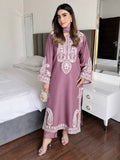 Aarunya Soft Chinon Silk Thread Embroidered Kurti with Palazzo & Georgette Dupatta