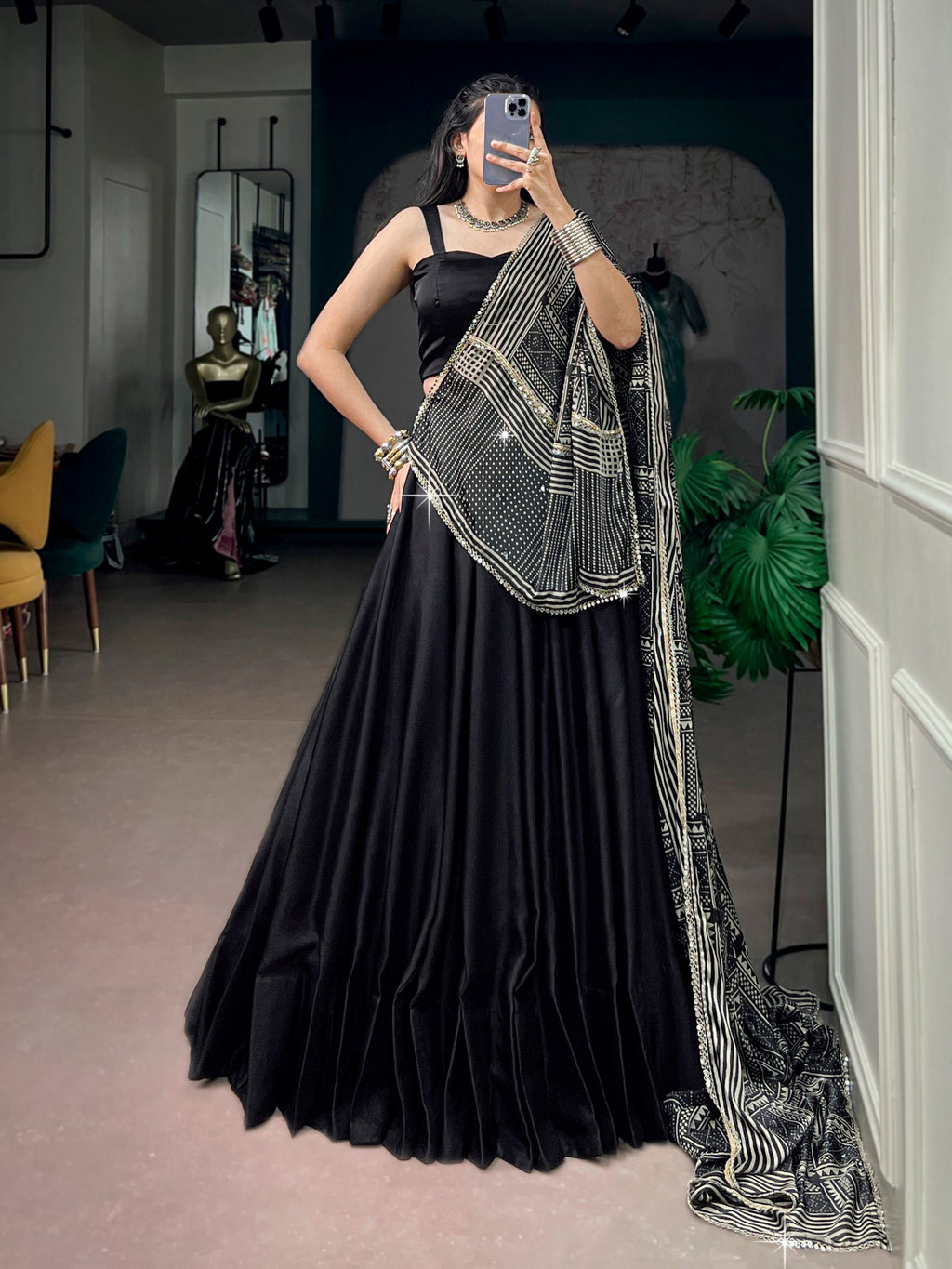 Elegant Moonga Silk Lehenga Choli with Printed Satin Dupatta