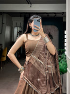 Elegant Moonga Silk Lehenga Choli with Printed Satin Dupatta