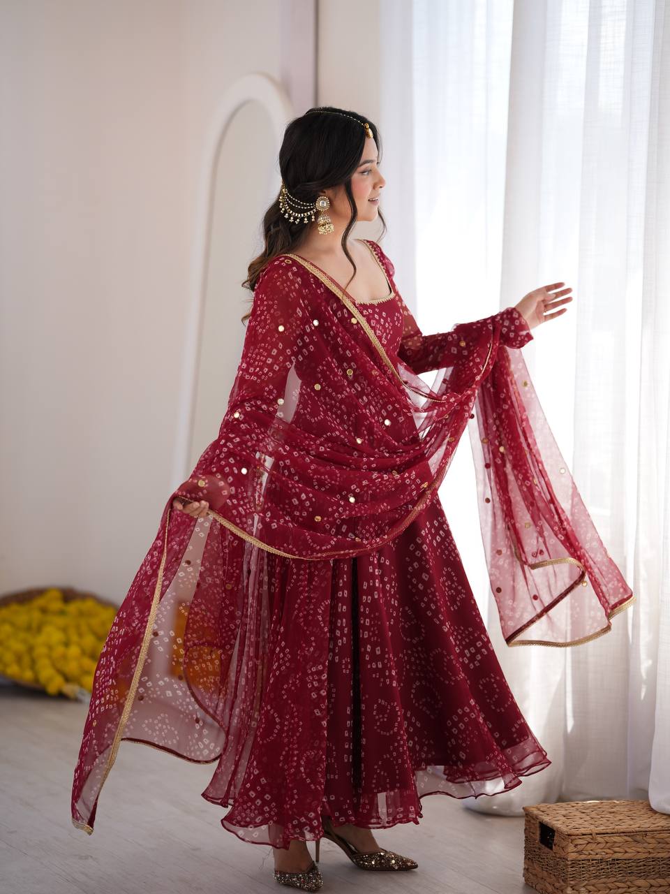 New Arrival Designer Faux Georgette Anarkali Set for Women with Digital Print Work, 48-Inch Flared Kurta, Micro Cotton Pant & Embroidered Dupatta