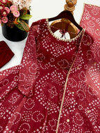 New Arrival Designer Faux Georgette Anarkali Set for Women with Digital Print Work, 48-Inch Flared Kurta, Micro Cotton Pant & Embroidered Dupatta