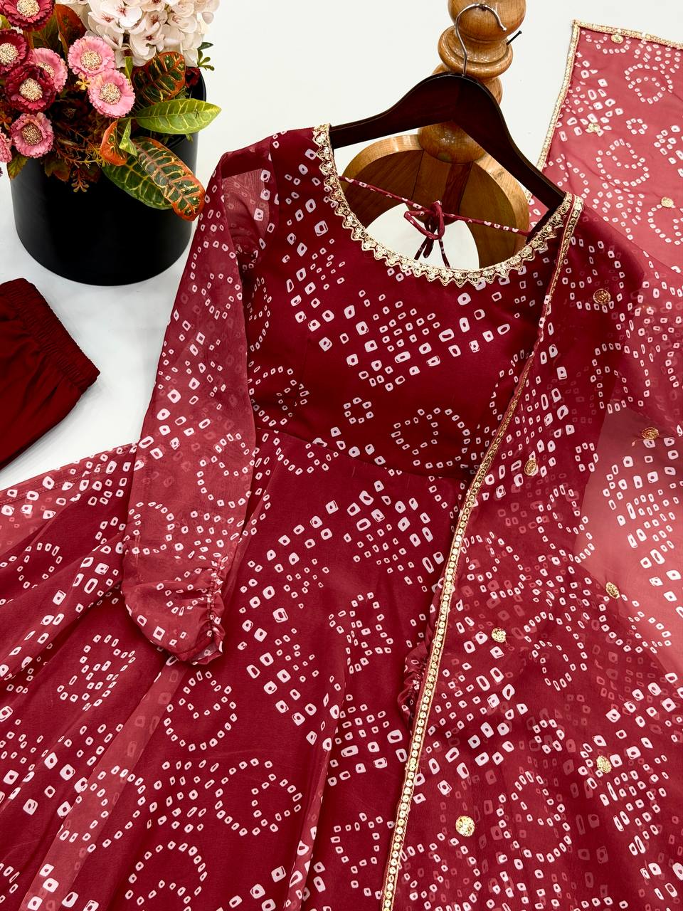New Arrival Designer Faux Georgette Anarkali Set for Women with Digital Print Work, 48-Inch Flared Kurta, Micro Cotton Pant & Embroidered Dupatta