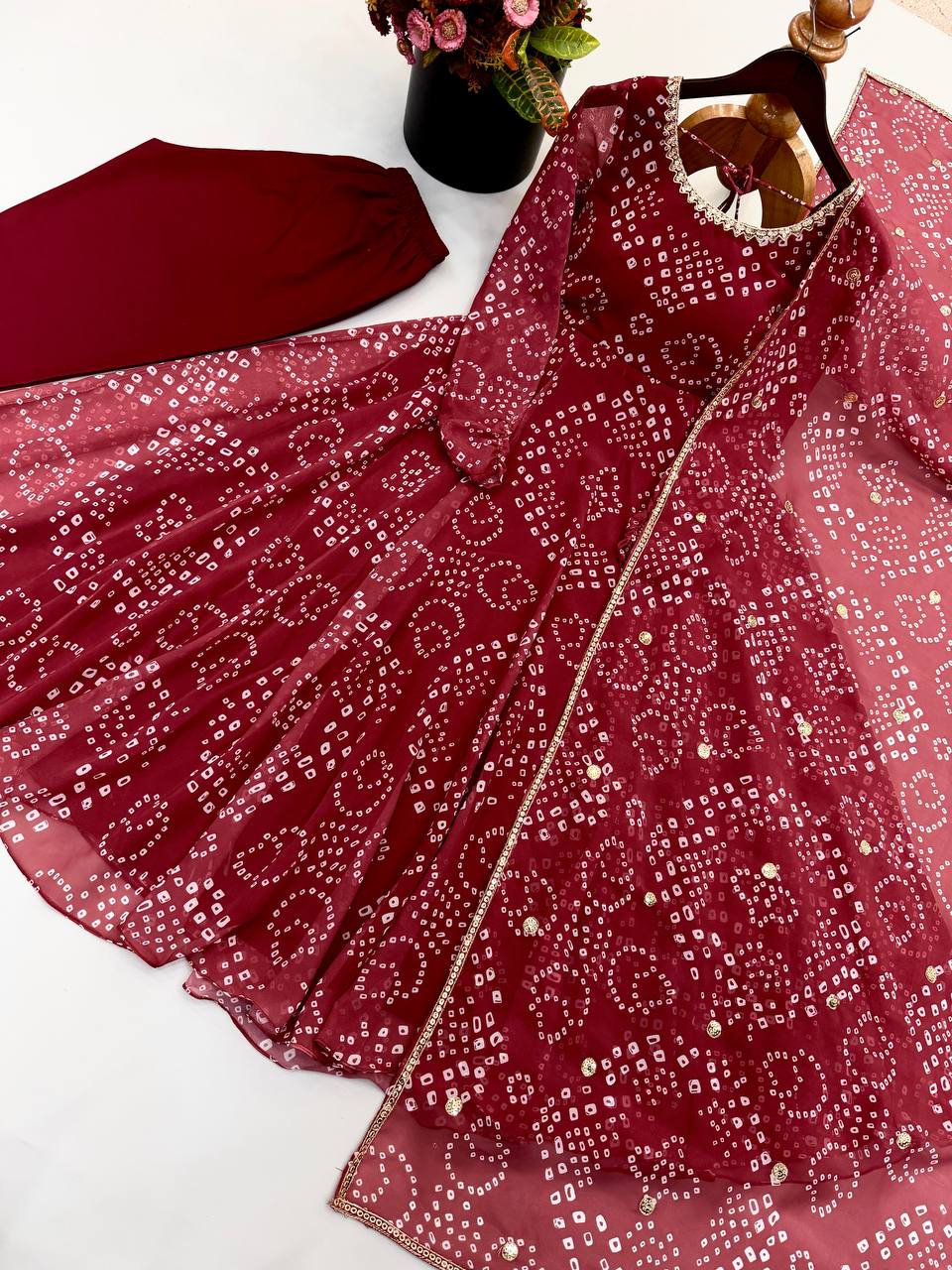 New Arrival Designer Faux Georgette Anarkali Set for Women with Digital Print Work, 48-Inch Flared Kurta, Micro Cotton Pant & Embroidered Dupatta