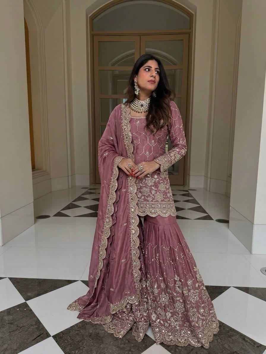 Premium Mirror Work Designer Sharara Set