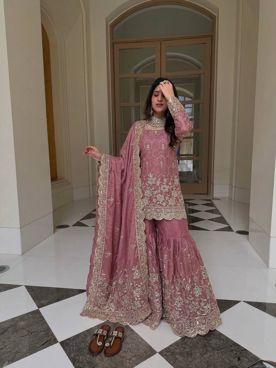 Premium Mirror Work Designer Sharara Set