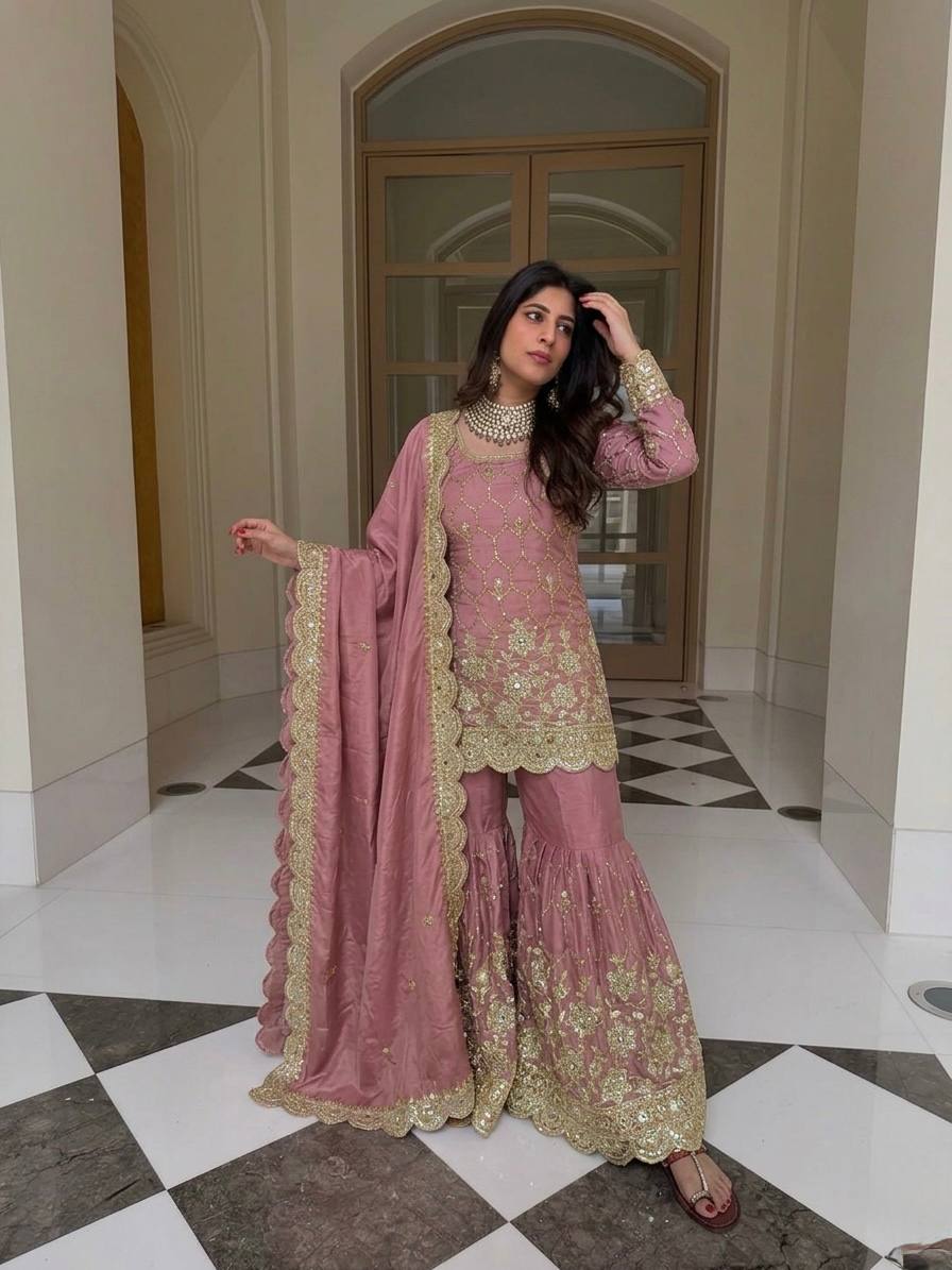 Premium Mirror Work Designer Sharara Set