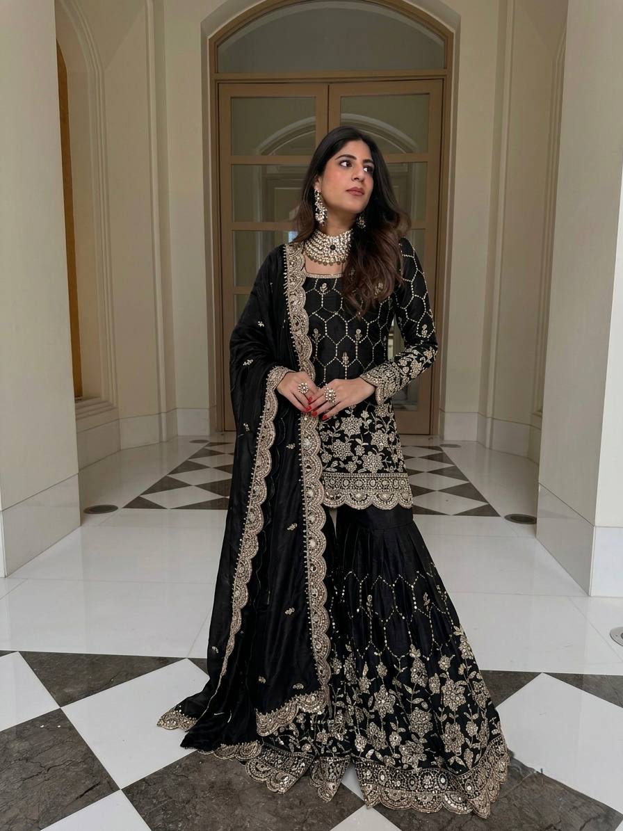 Luxury Sequence Work Sharara Suit Set