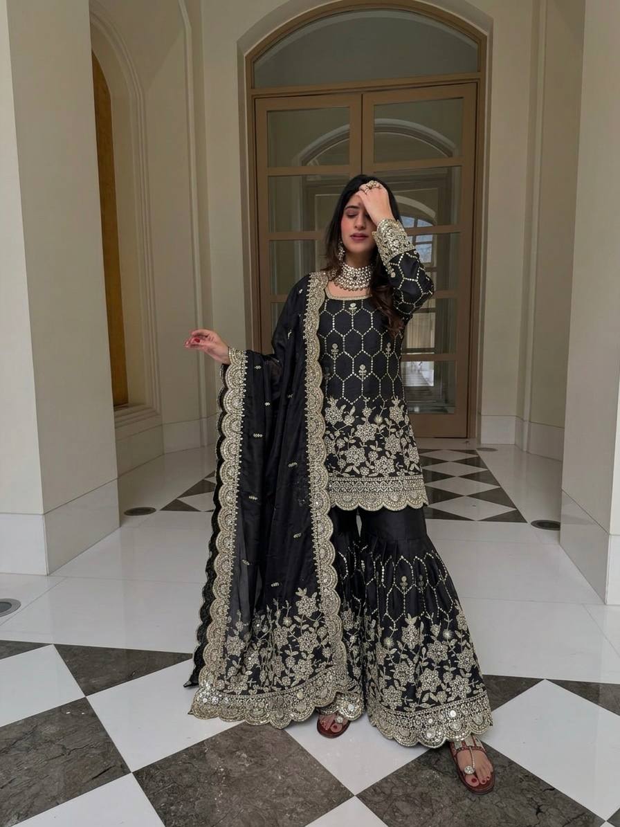 Luxury Sequence Work Sharara Suit Set
