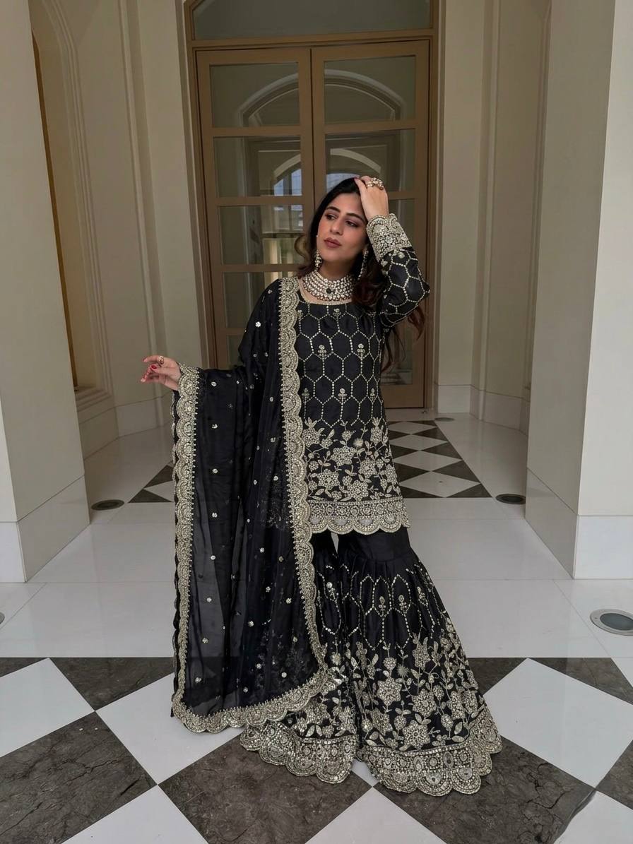 Luxury Sequence Work Sharara Suit Set