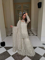 Heavy Embroidery Sequence Work Sharara Outfit