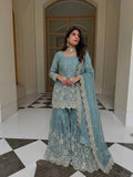 Luxury Silk Sharara Suit with Real Mirror Hand Work