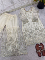 Heavy Embroidery Sequence Work Sharara Outfit