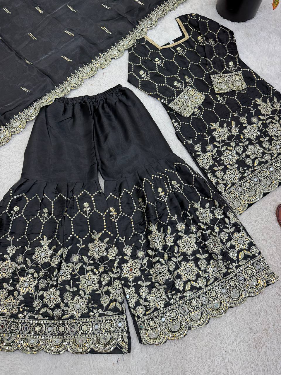Luxury Sequence Work Sharara Suit Set