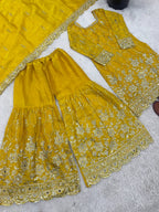 Designer Party Wear Mirror Work Sharara Set