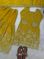 Designer Party Wear Mirror Work Sharara Set