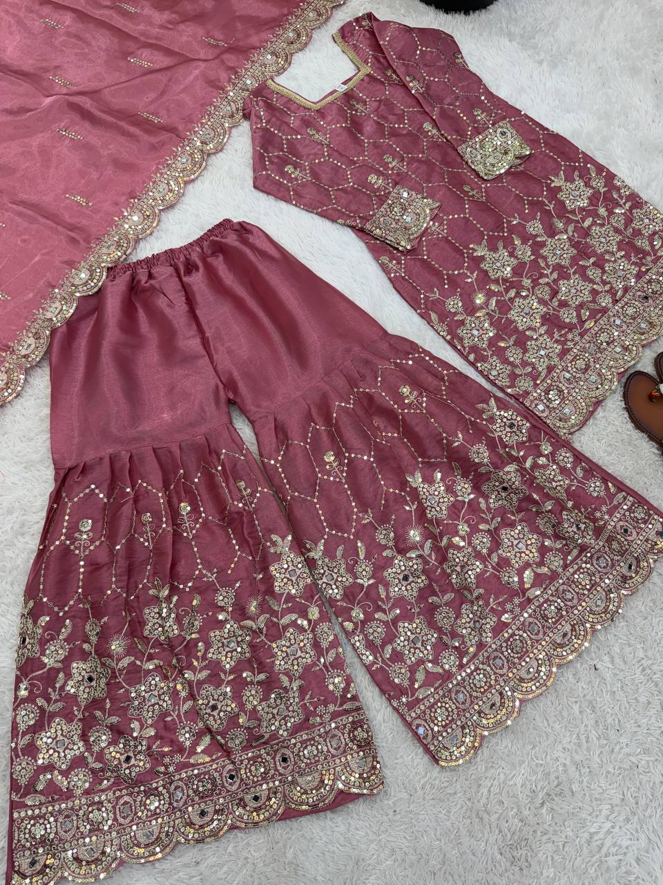 Premium Mirror Work Designer Sharara Set
