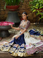 Rasiya Muslin Mirror Work Lehenga Choli with Lampi & Kodi Lace Dupatta
